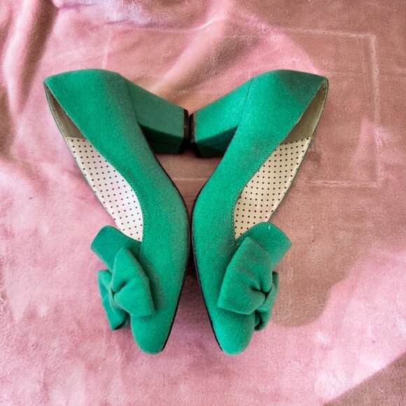 BAIT Modest Heels w/ Bow Wool / Felt Texture, Mint Green, Size 10 - Picture 3 of 8